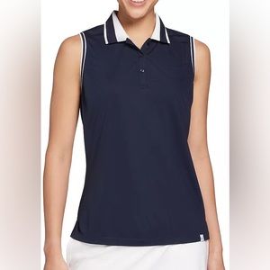 NEW! Lady Hagen Pique Rib Trim Sleeveless Golf Polo